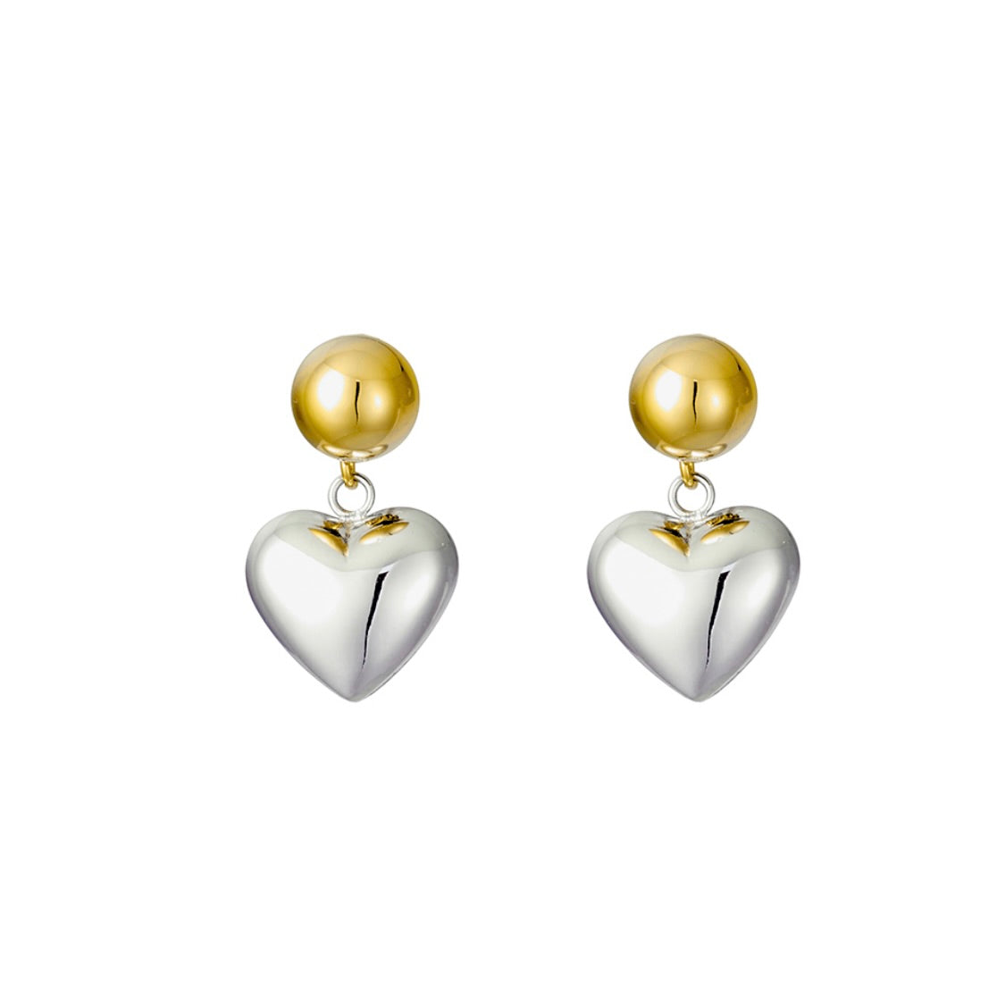 Two Tone Heart Earrings
