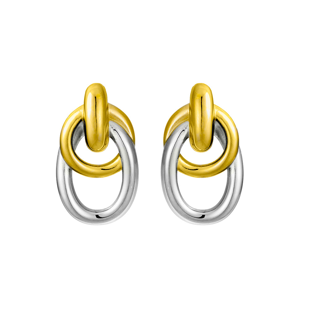 Mia two tone trio knot earrings