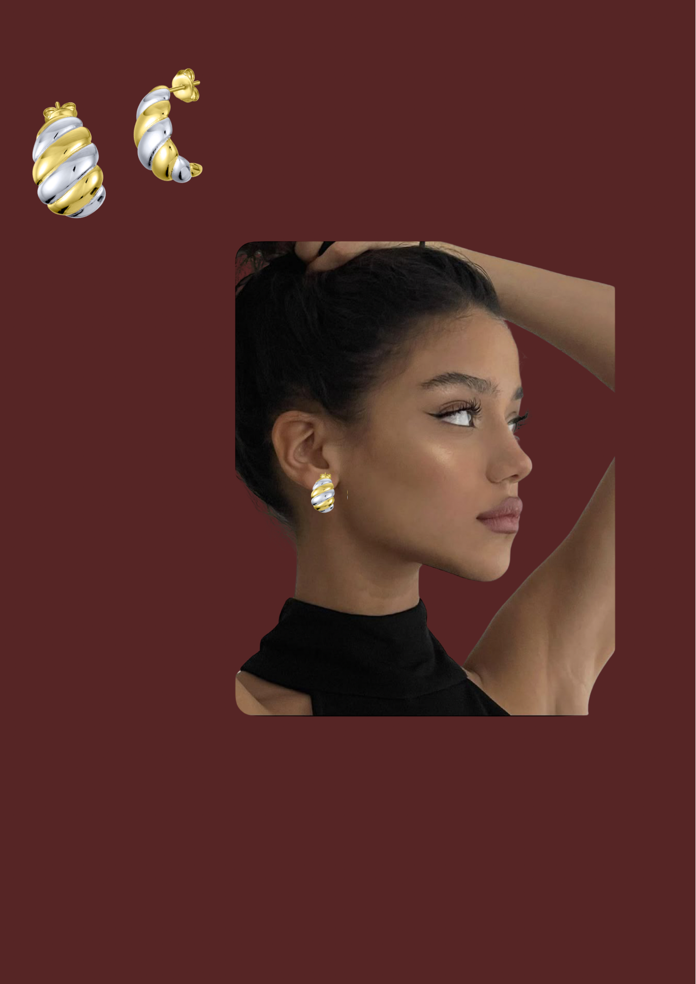 Marina two tone croissant earrings