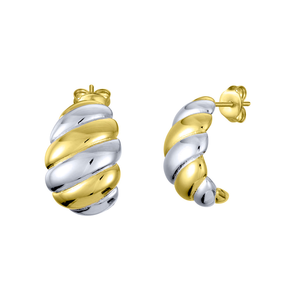 Marina two tone croissant earrings