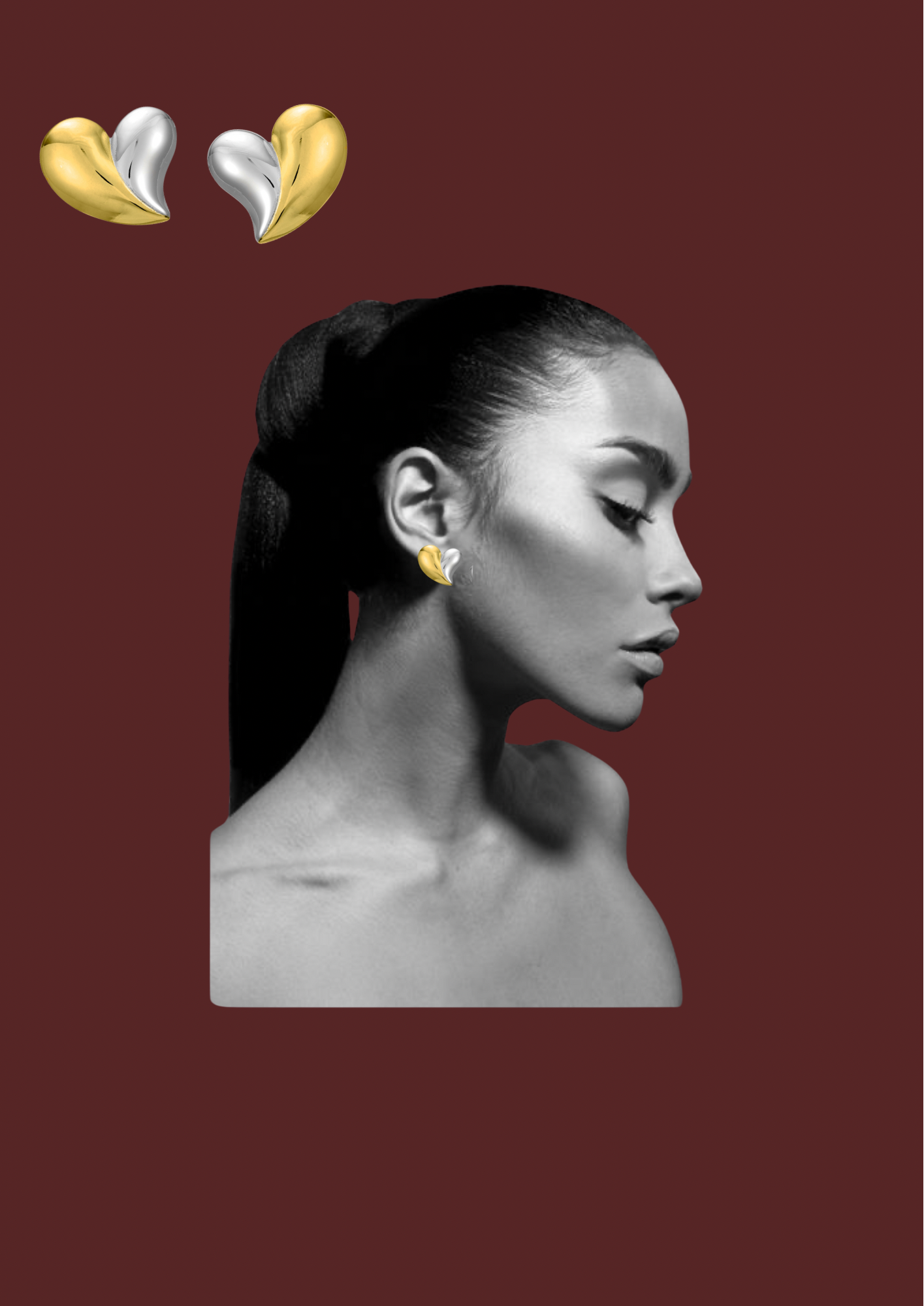 Marina two tone heart earrings