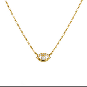 Pearl Evil eye necklace