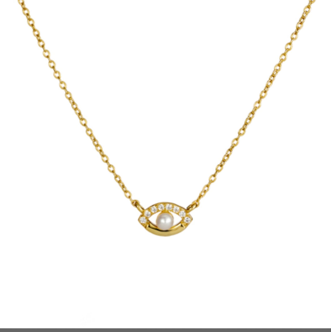 Pearl Evil eye necklace