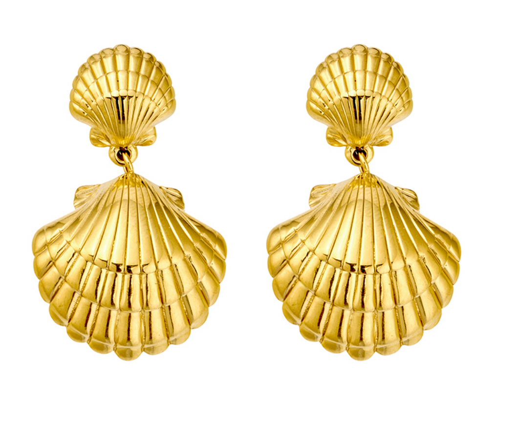 Amira Double sea shell drop earrings
