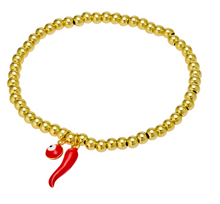 Load image into Gallery viewer, Red “cornicello”  and Evil Eye Bracelet
